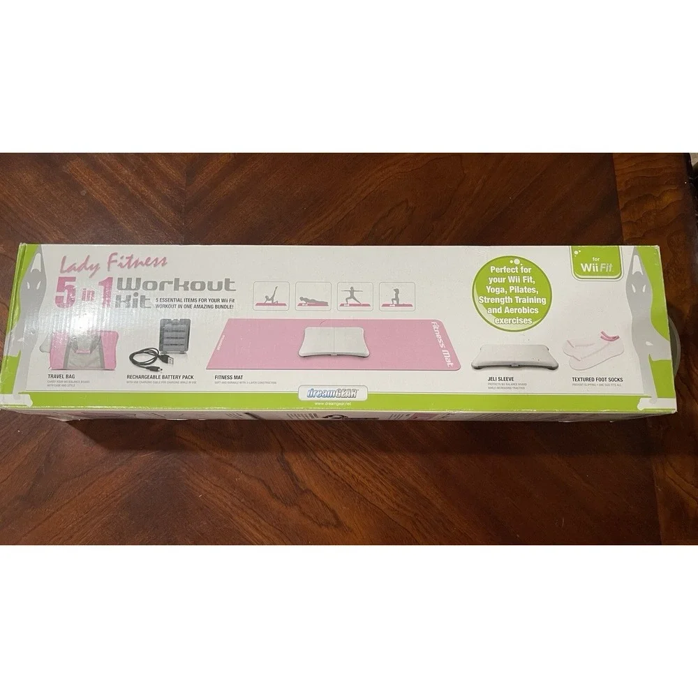 DreamGEAR Lady Fitness 5 in 1 Workout Kit for Nintendo Wii Fit Pink NEW OpenBox